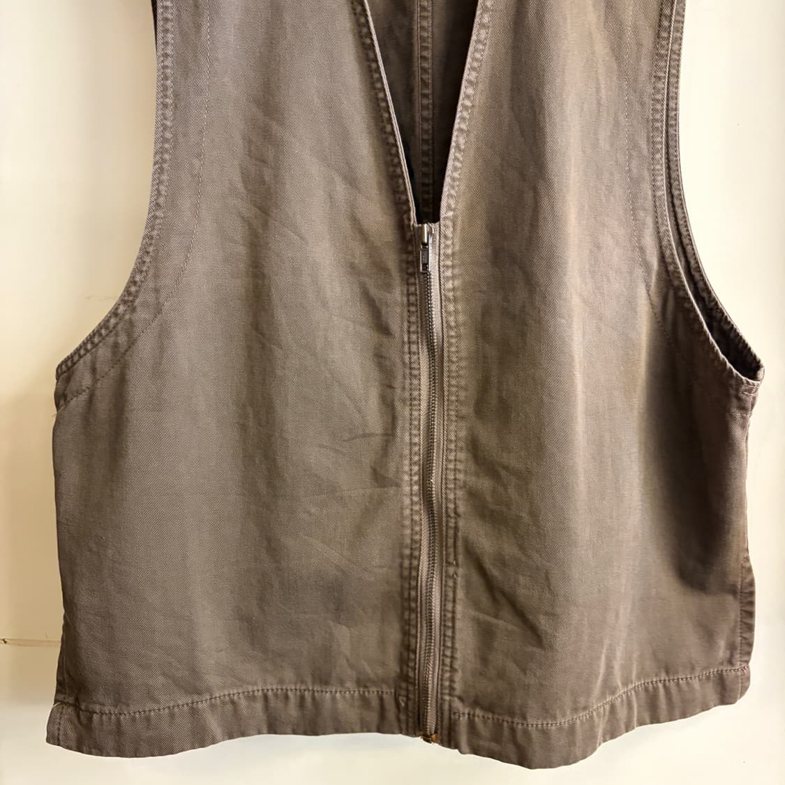 Vintage Brown Zip Work Vest 상품이미지3