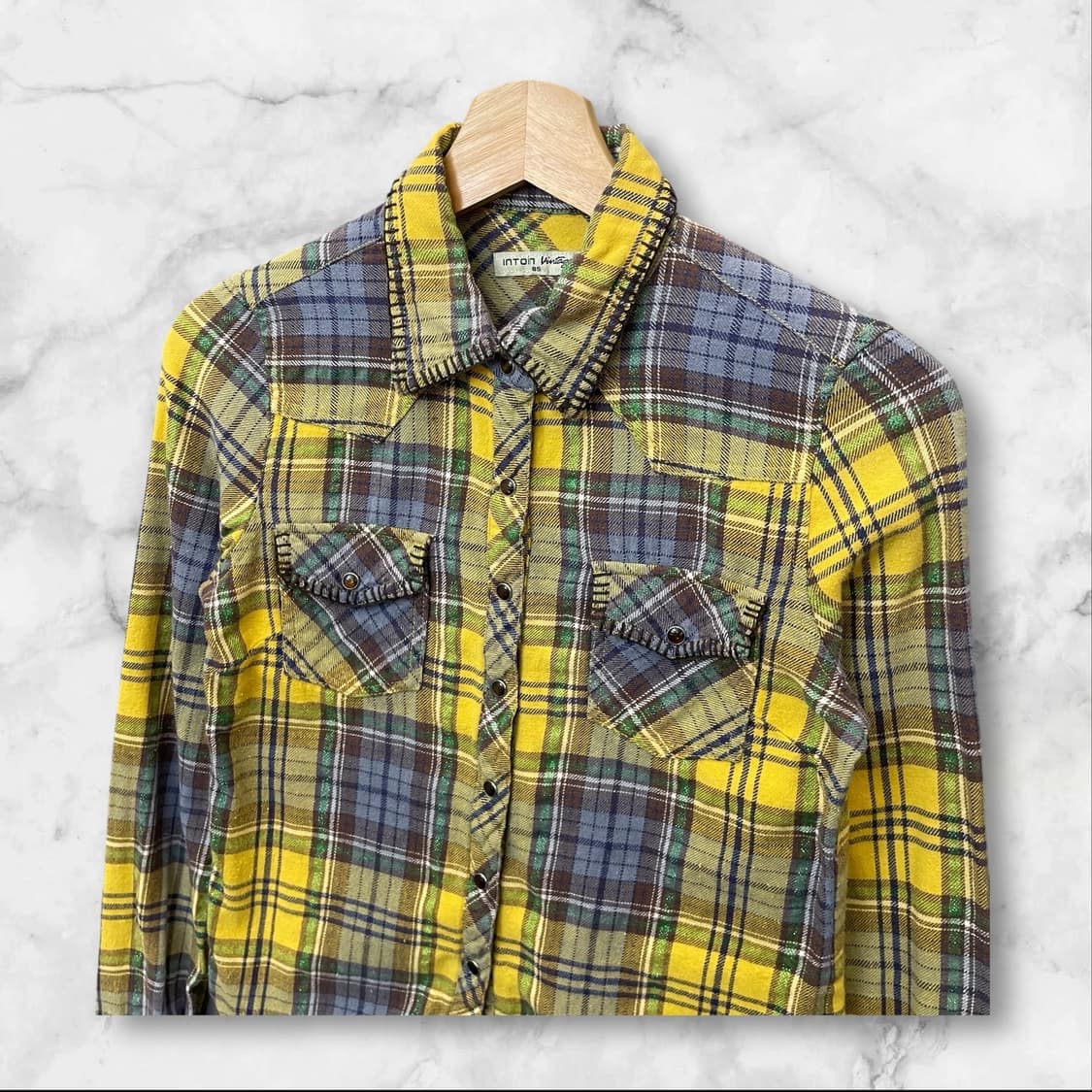 빈티지 글리터 체크 y2k 웨스턴 긴팔 셔츠 85 상품이미지3