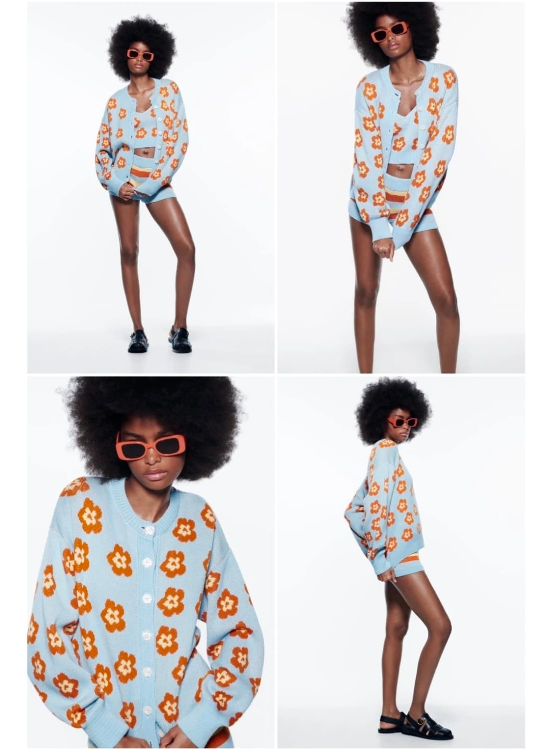 자라 그랜마코어 오버핏 플로럴 가디건 L 상품이미지2