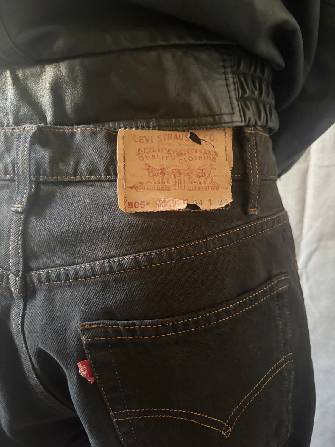 리바이스 505 흑청 데님 34/34 상품이미지3