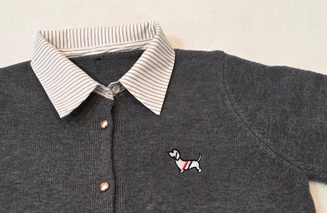 (여성) 닥스훈트 자수 넥카라 가디건 상품이미지7