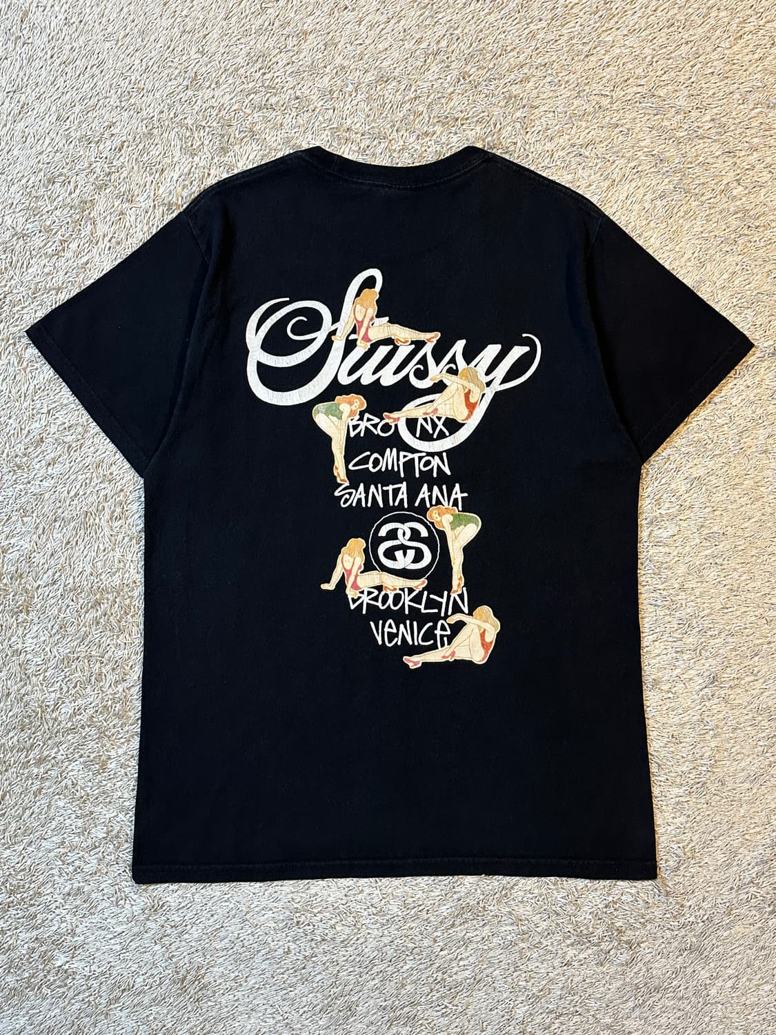 희귀) 스투시 STUSSY 월드투어 핀업걸 반팔 티셔츠 블랙 상품이미지3