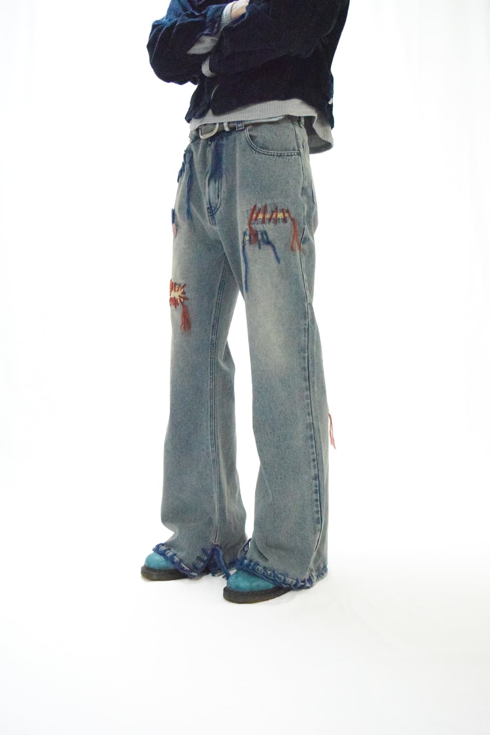 TΣist Hand Stitch Denim Flare Pants/Blue 상품이미지7