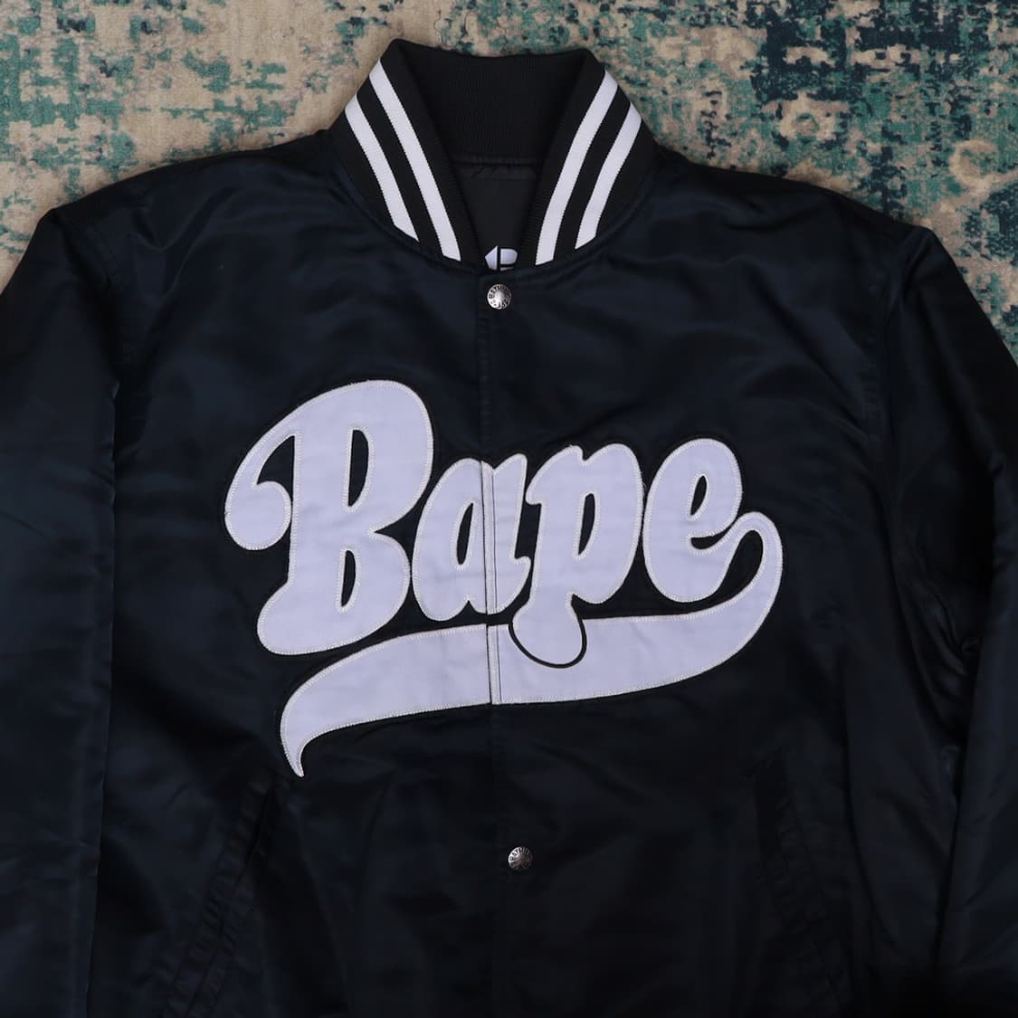 Bape 베이프 00S 빅 로고 스타디움 자켓 바시티자켓 블랙L 상품이미지4