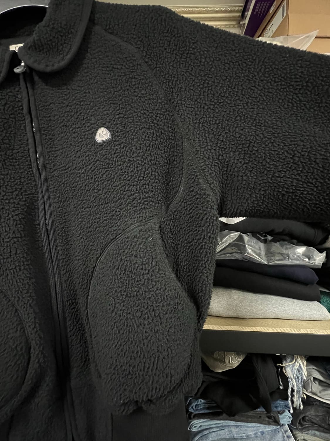 코이세이오 ROUND COLLAR FLEECE JACKET BLACK 상품이미지5