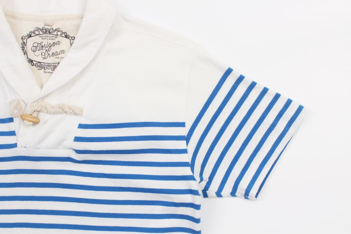 HORIZON DREAM Stripe Shawl Collar T-Shir 상품이미지5