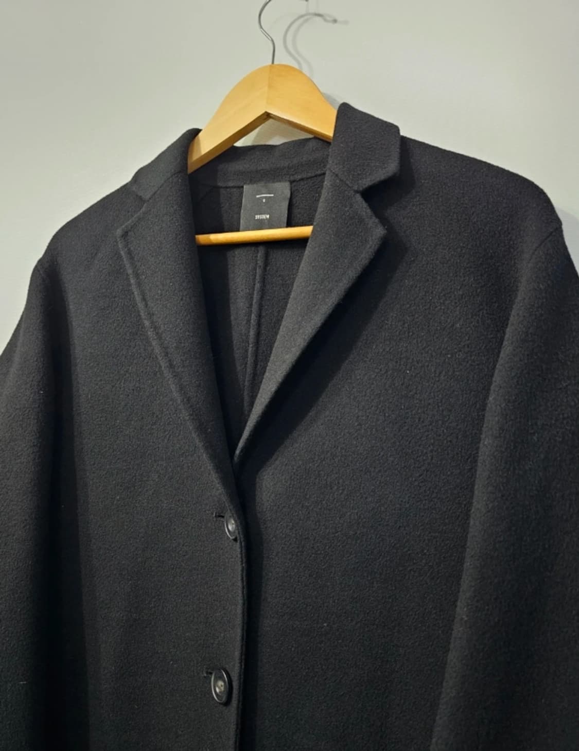 한섬 시스템 SYSTEM 캐시미어 블랙 오버핏 롱코트 ~66 상품이미지3