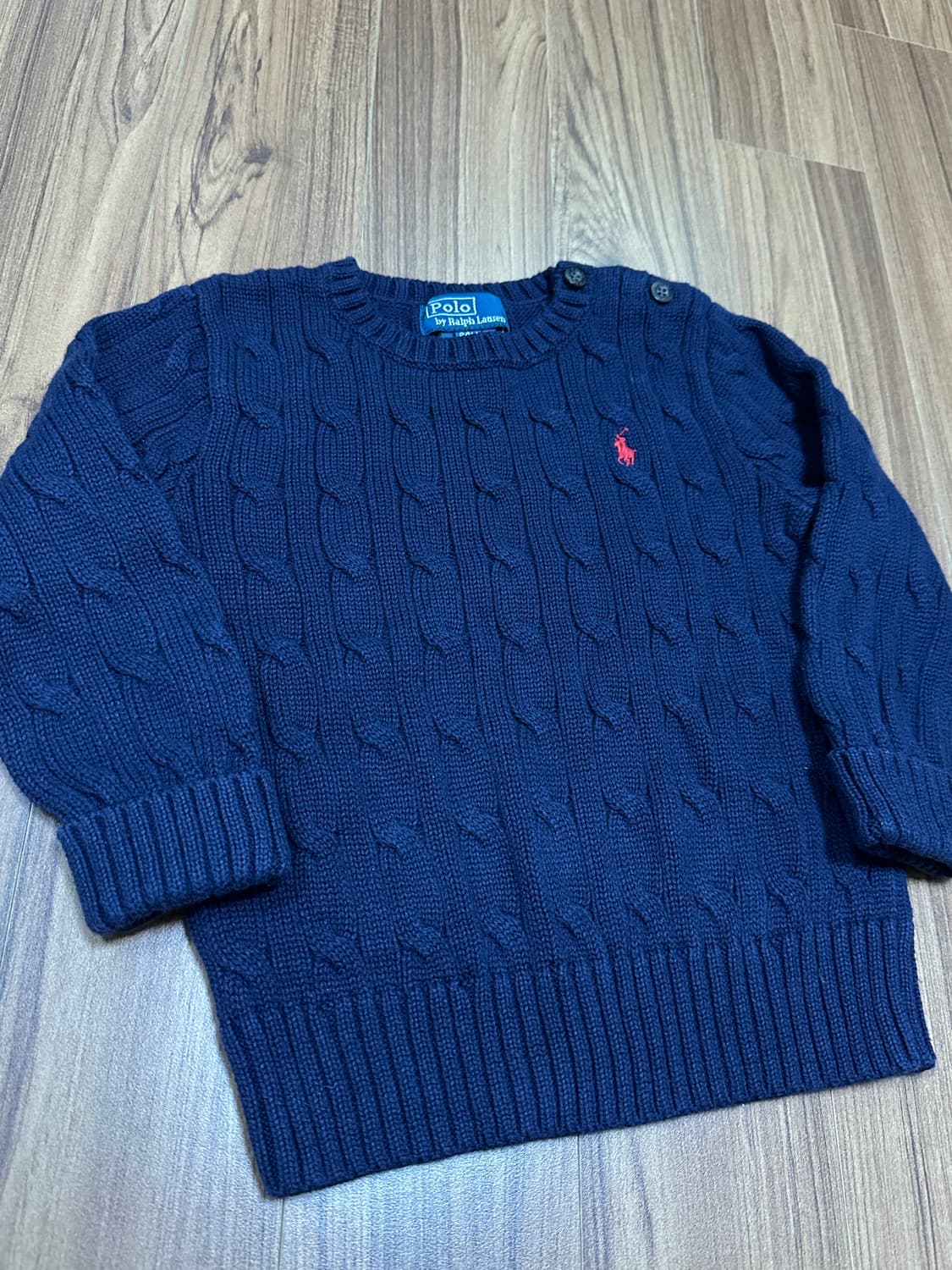 폴로 랄프로렌 베이비 네이비 꽈배기 니트 24M 상품이미지3