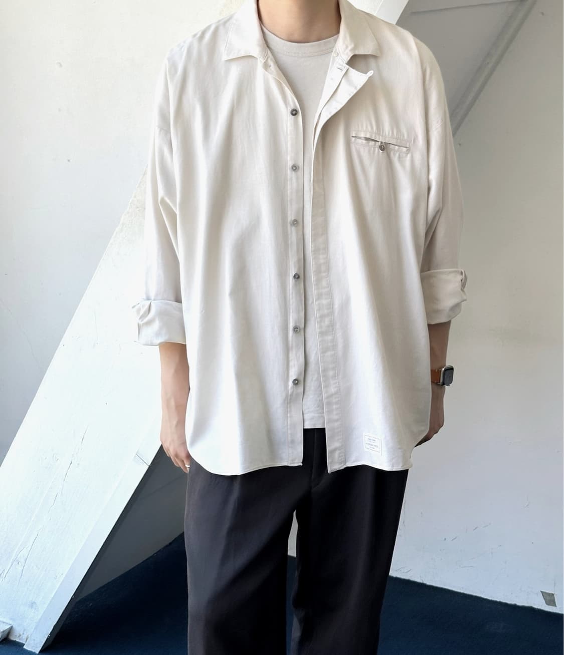 Design collar brushed cotton shirt 상품이미지9