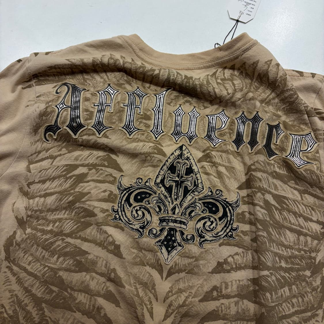 [L] Affliction 어플릭션 Y2K 반팔 티셔츠 베이지 C900 상품이미지7