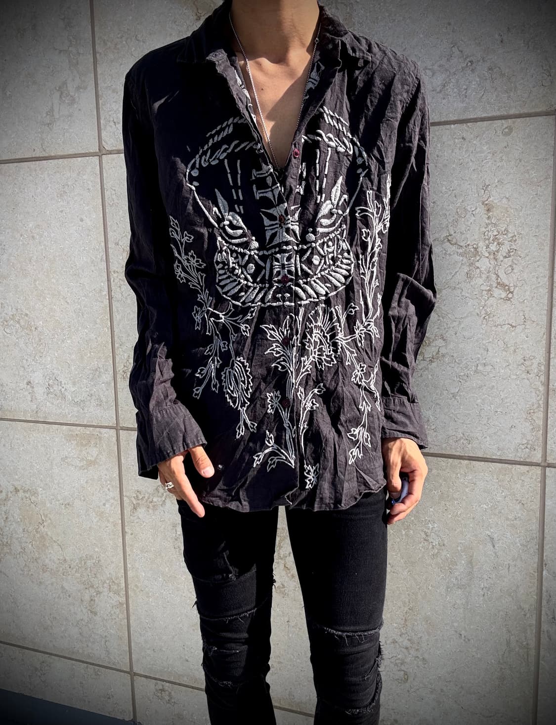 “Vintage” 00‘s V-Kei Gothic Print Shirts 상품이미지1
