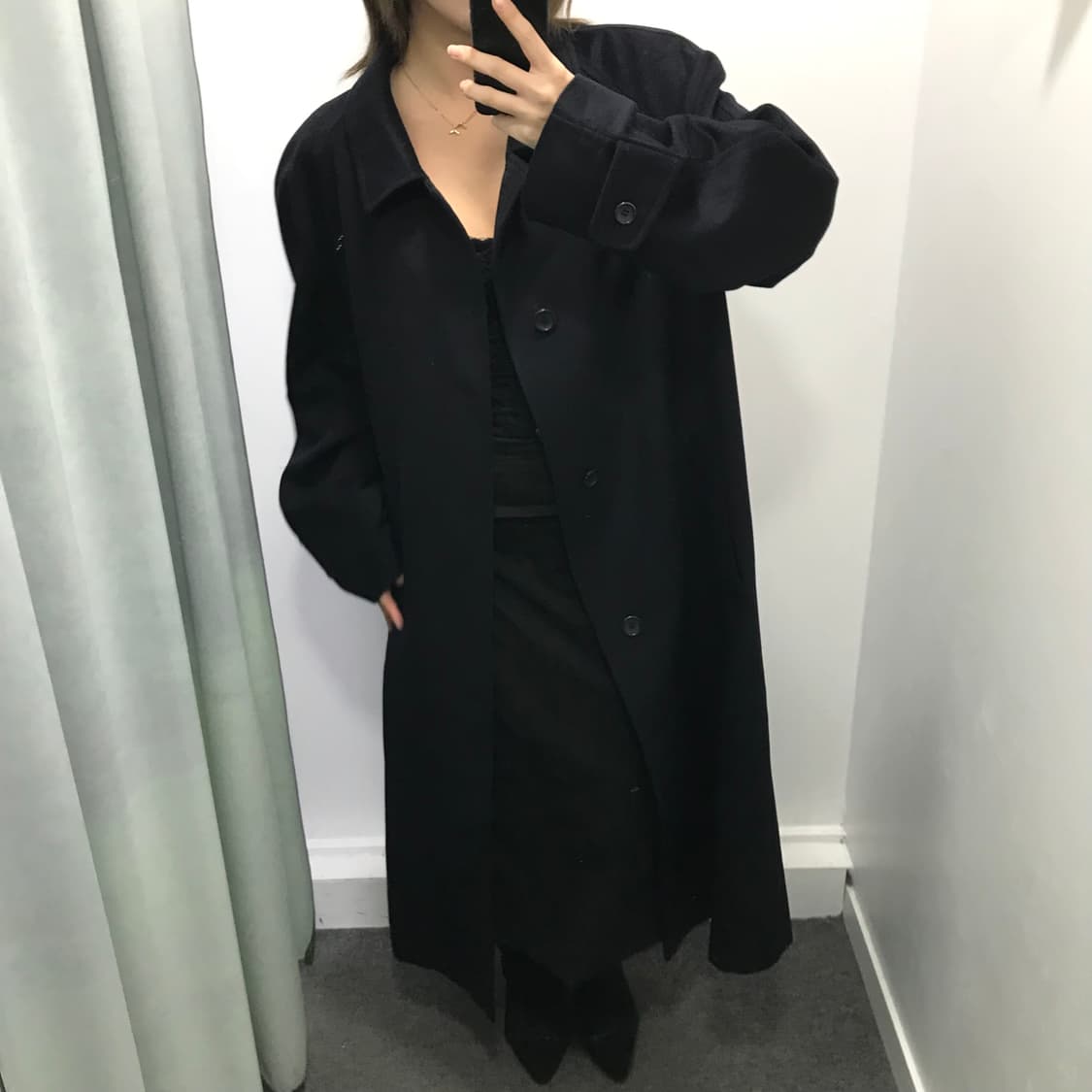 입생로랑 네이비 모 롱코트 상품이미지1