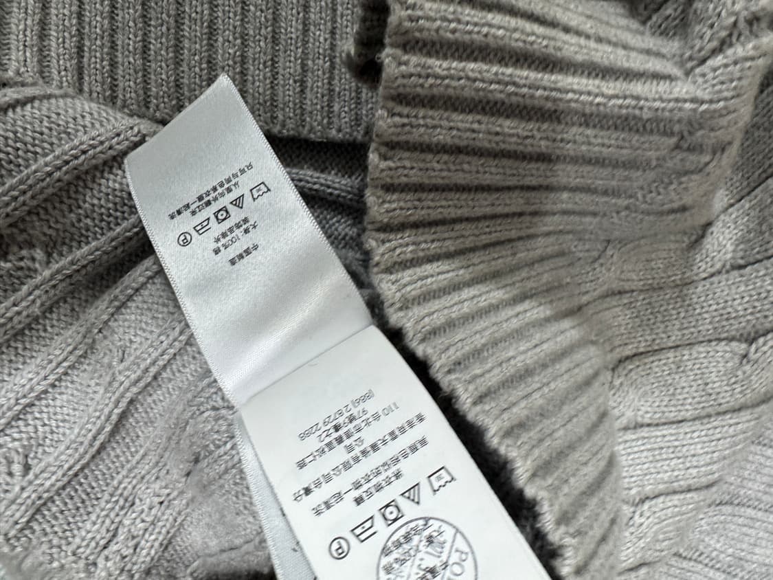 qr정품 폴로 브이넥 울 케이블니트 여성 M사이즈  상품이미지4