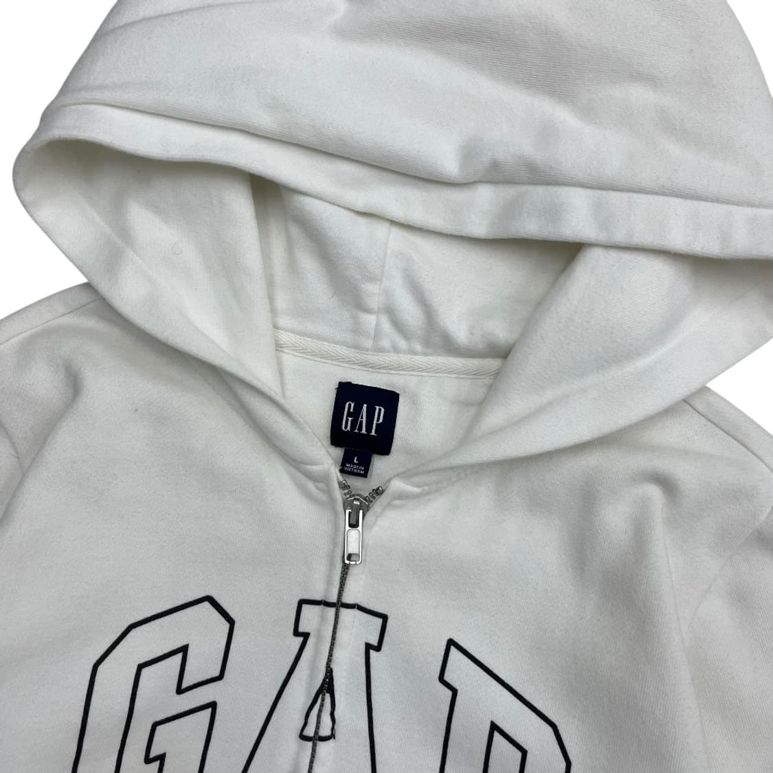 갭 센터로고 화이트 후드집업 L 상품이미지5