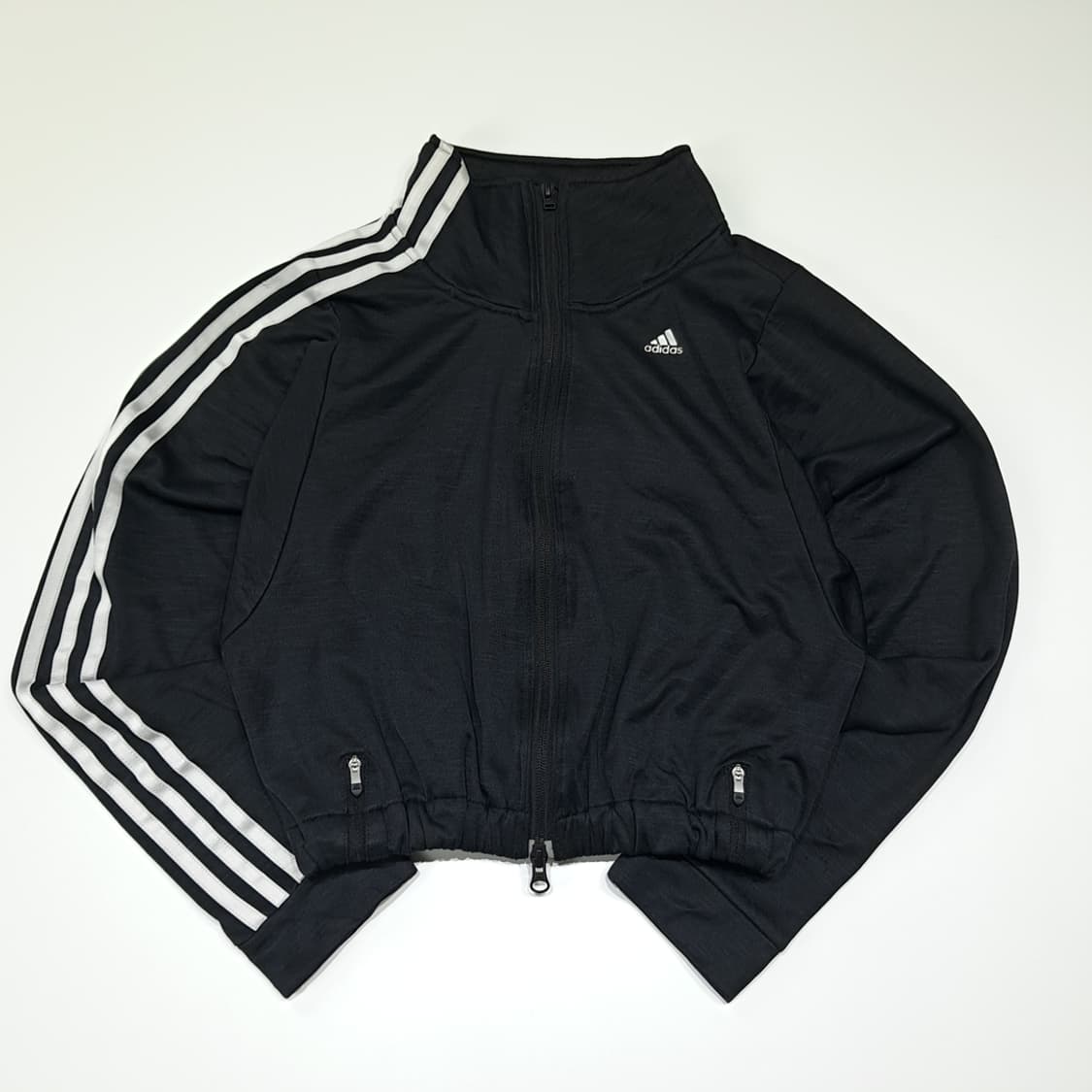 CL818 FREE 아디다스 기모 비대칭 블랙 크롭 집업 자켓 상품이미지1