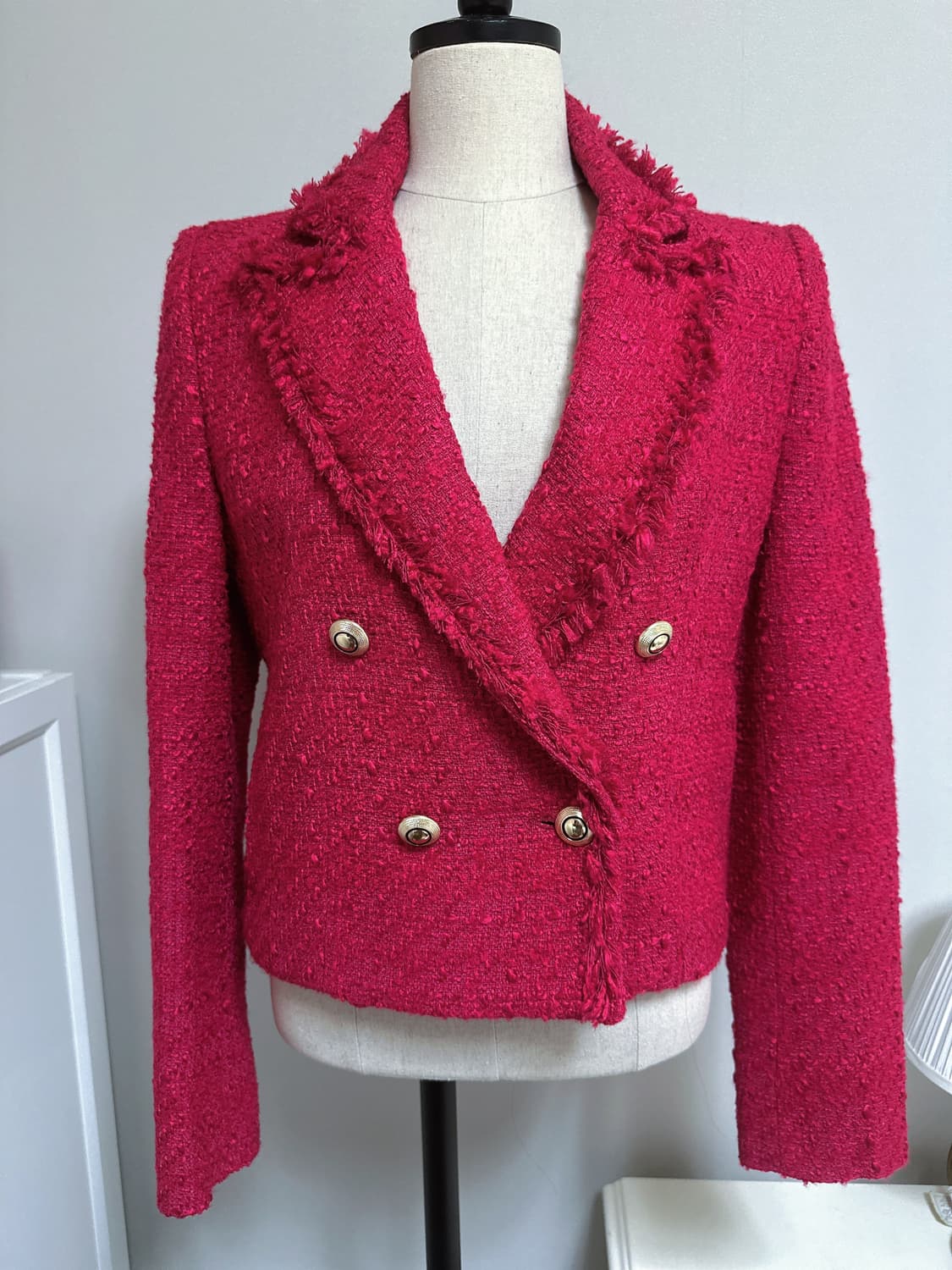 Zara 체리핑크 트위드 자켓 상품이미지1