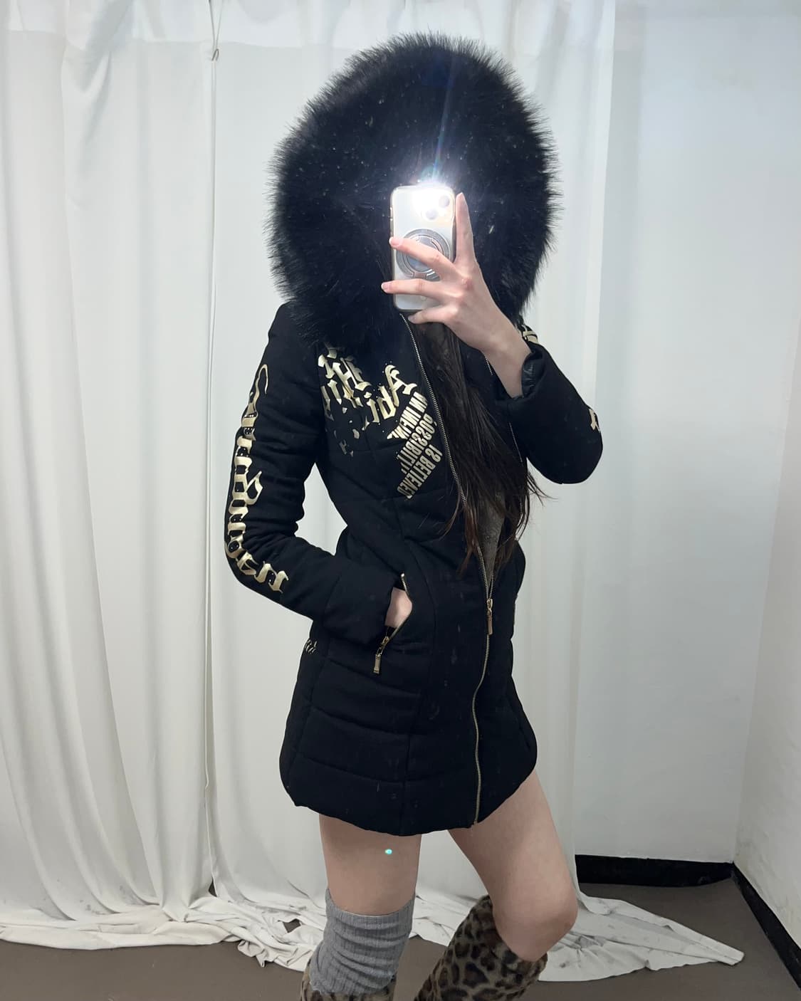 P2K 울프죠 프린팅 패딩 상품이미지1