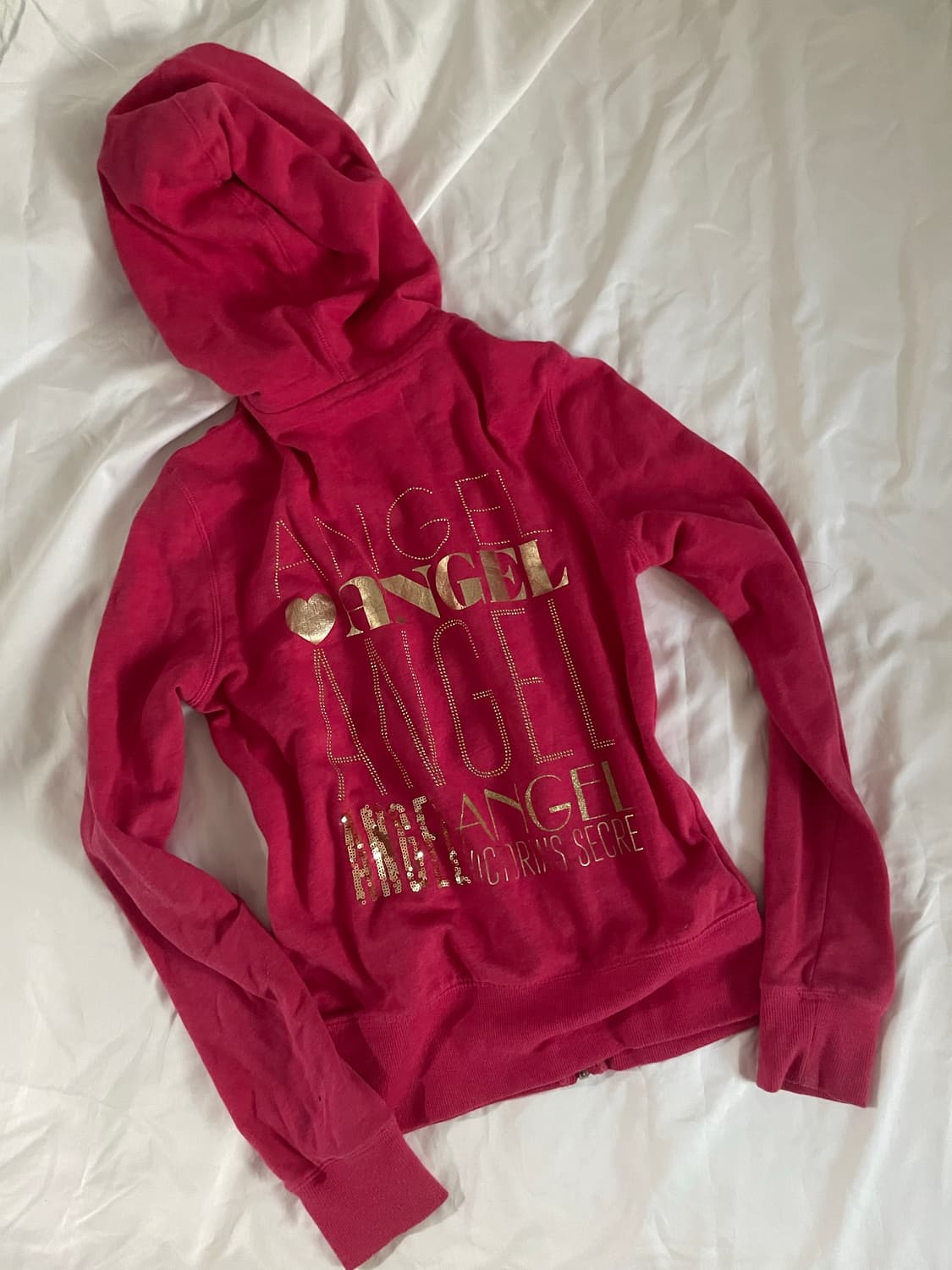 빈티지 빅토리아시크릿 핫핑크 하이틴 날개 갸루 후드집업 상품이미지1