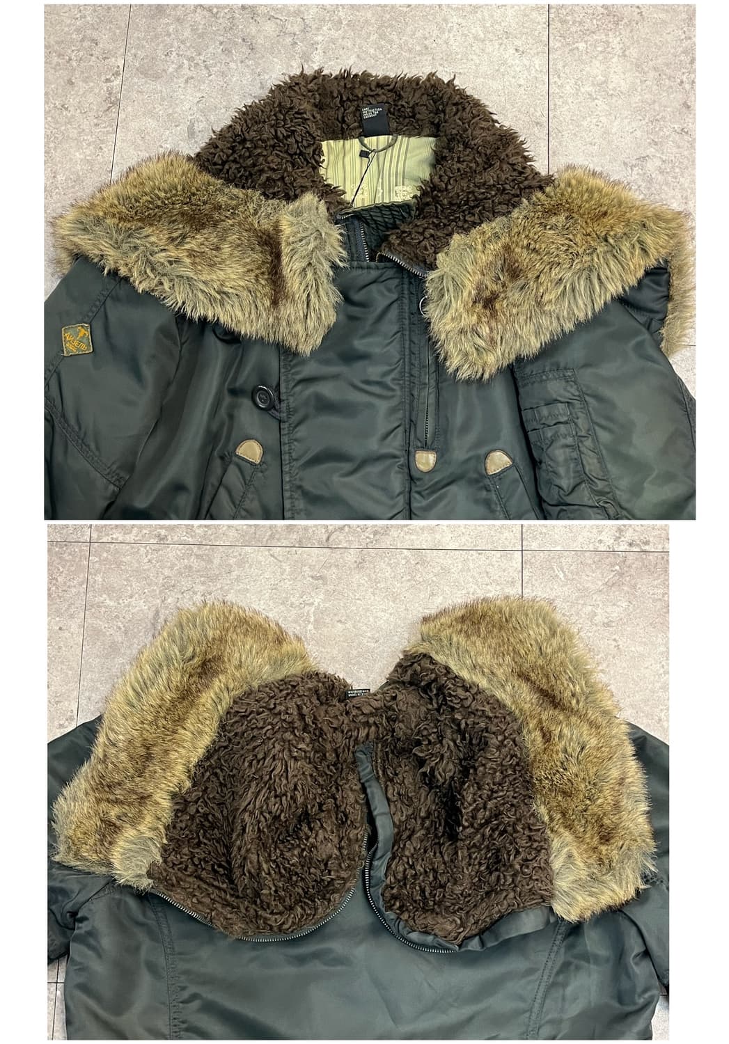 디젤 후드 퍼 봄버 자켓 카키 M #csz2360 상품이미지9