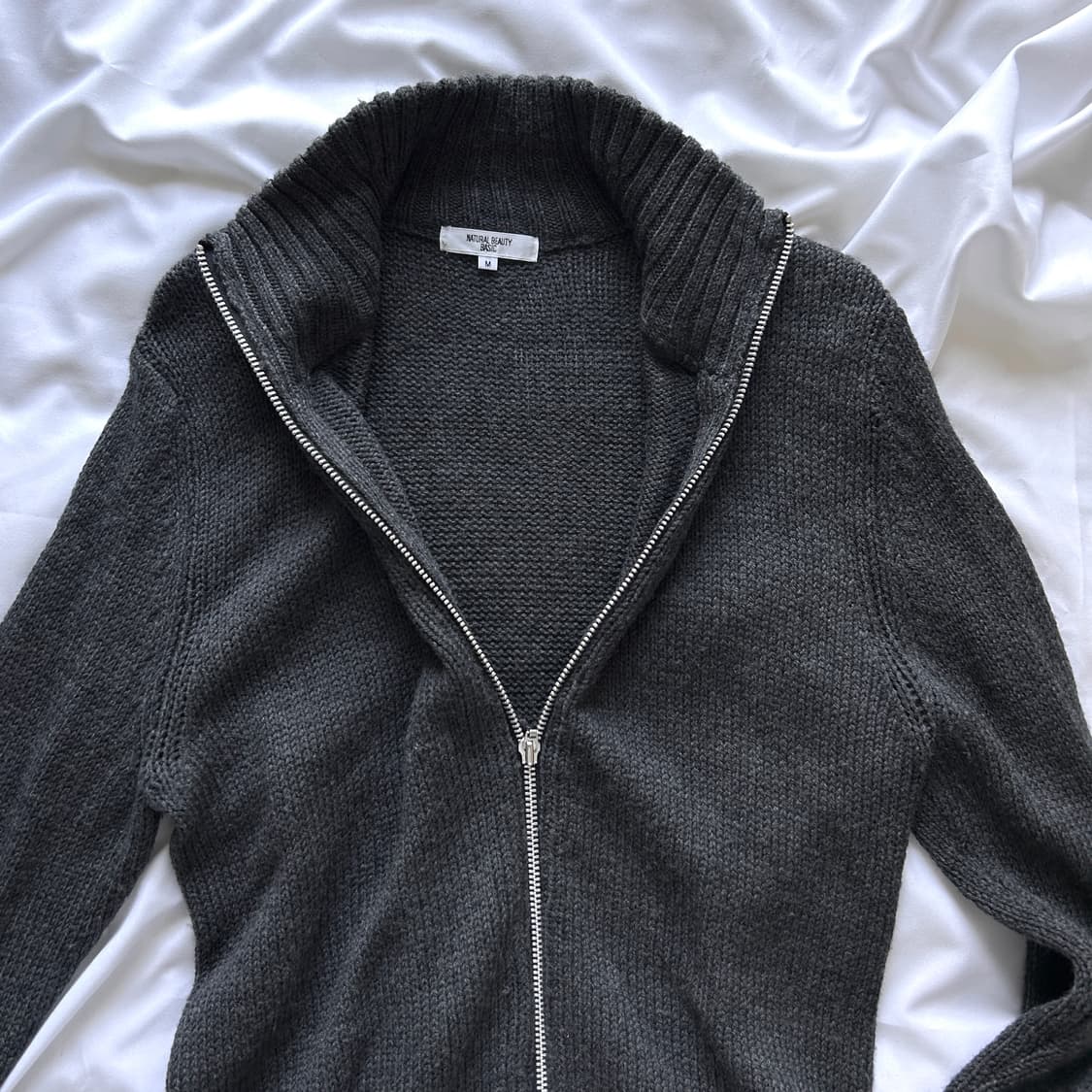 빈티지 울 풀집업 차콜 니트 가디건 상품이미지7