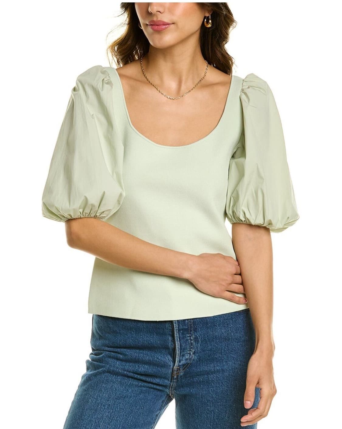 띠어리 Theory 스쿱넥 퍼프 슬리브 니트 탑 M사이즈 상품이미지2