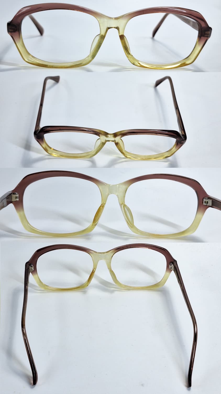 90s 일본 빈티지 Papion 208 브라운 옐로우 투톤 안경테 일제 상품이미지3