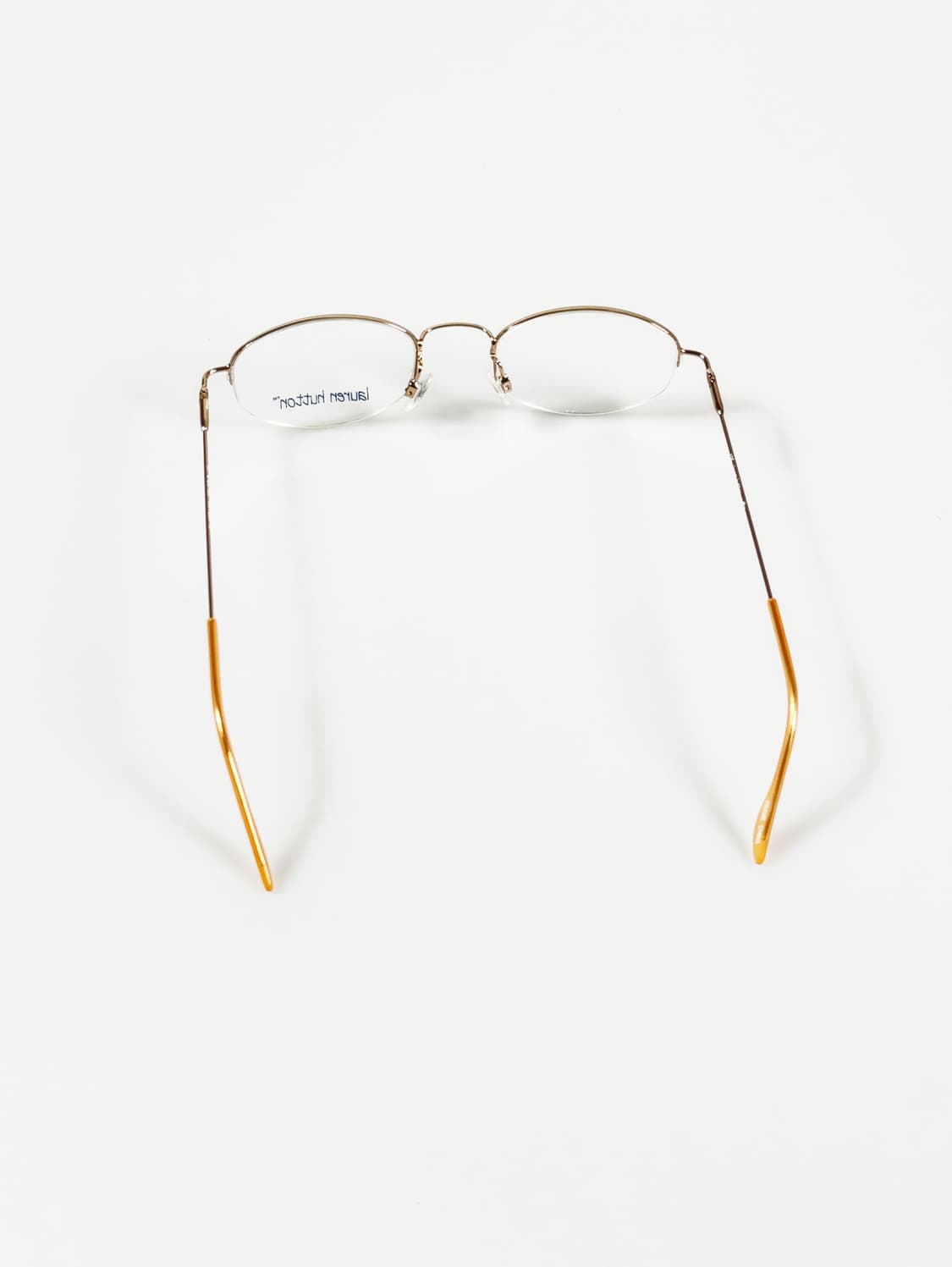 90s LAUREN HUTTON 골드 반무테 스퀘어 메탈 빈티지 안경 상품이미지5