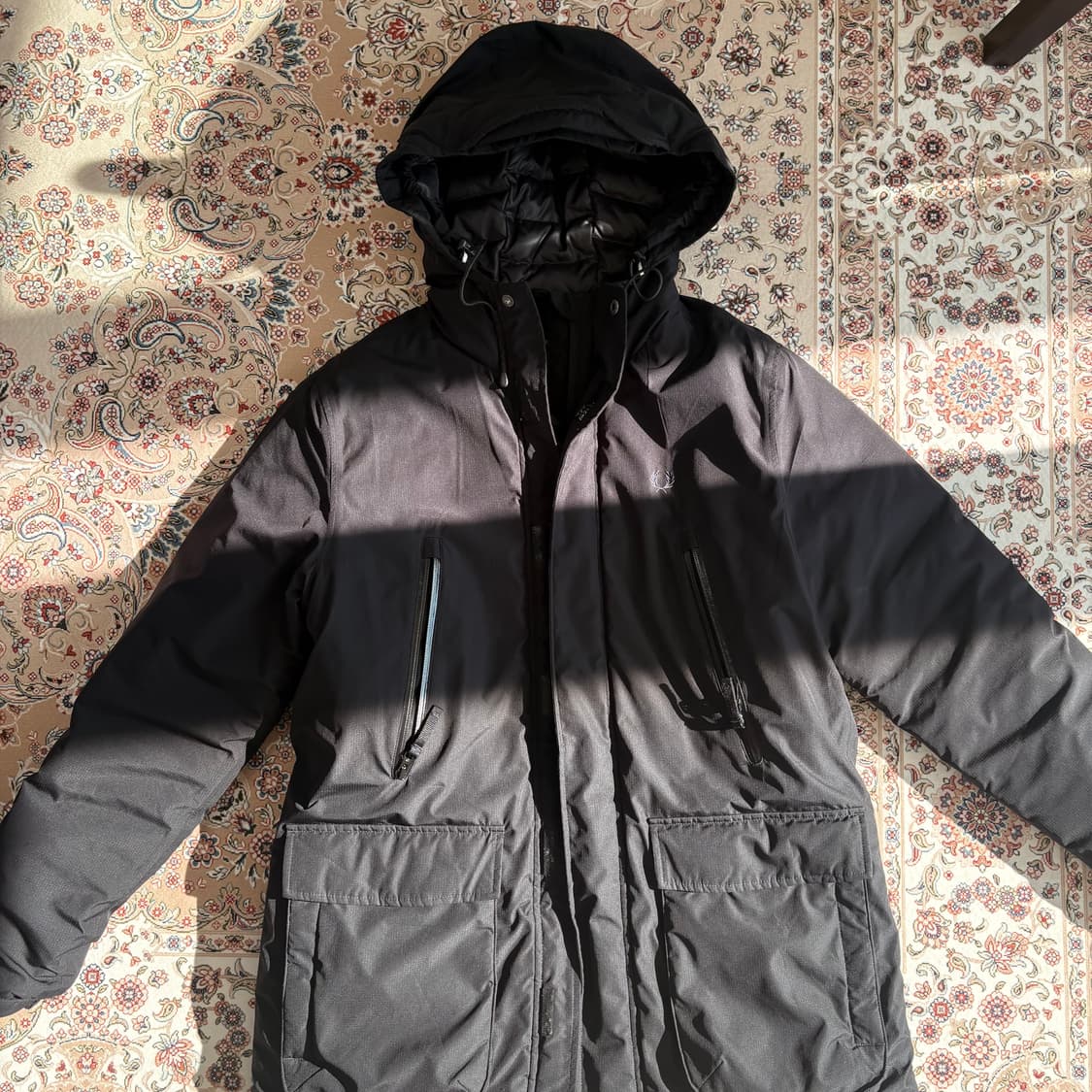 프레드페리 블랙 후드 패딩 점퍼 S 상품이미지1