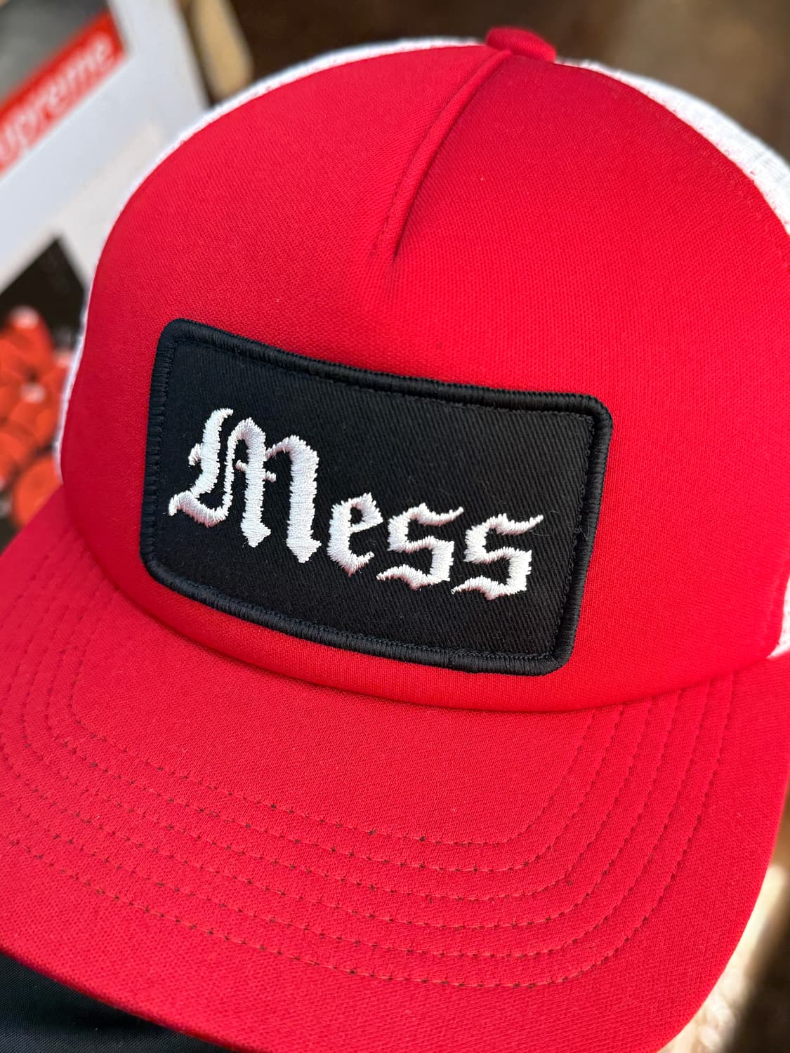 슈프림 메스 메쉬 백 5-패널 캡 레드 - 23FW 상품이미지3