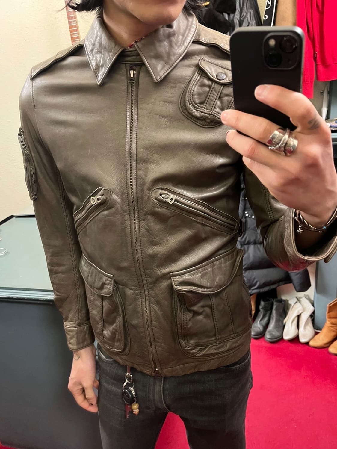 사쥬 드 크레 코도반 가죽자켓 상품이미지5