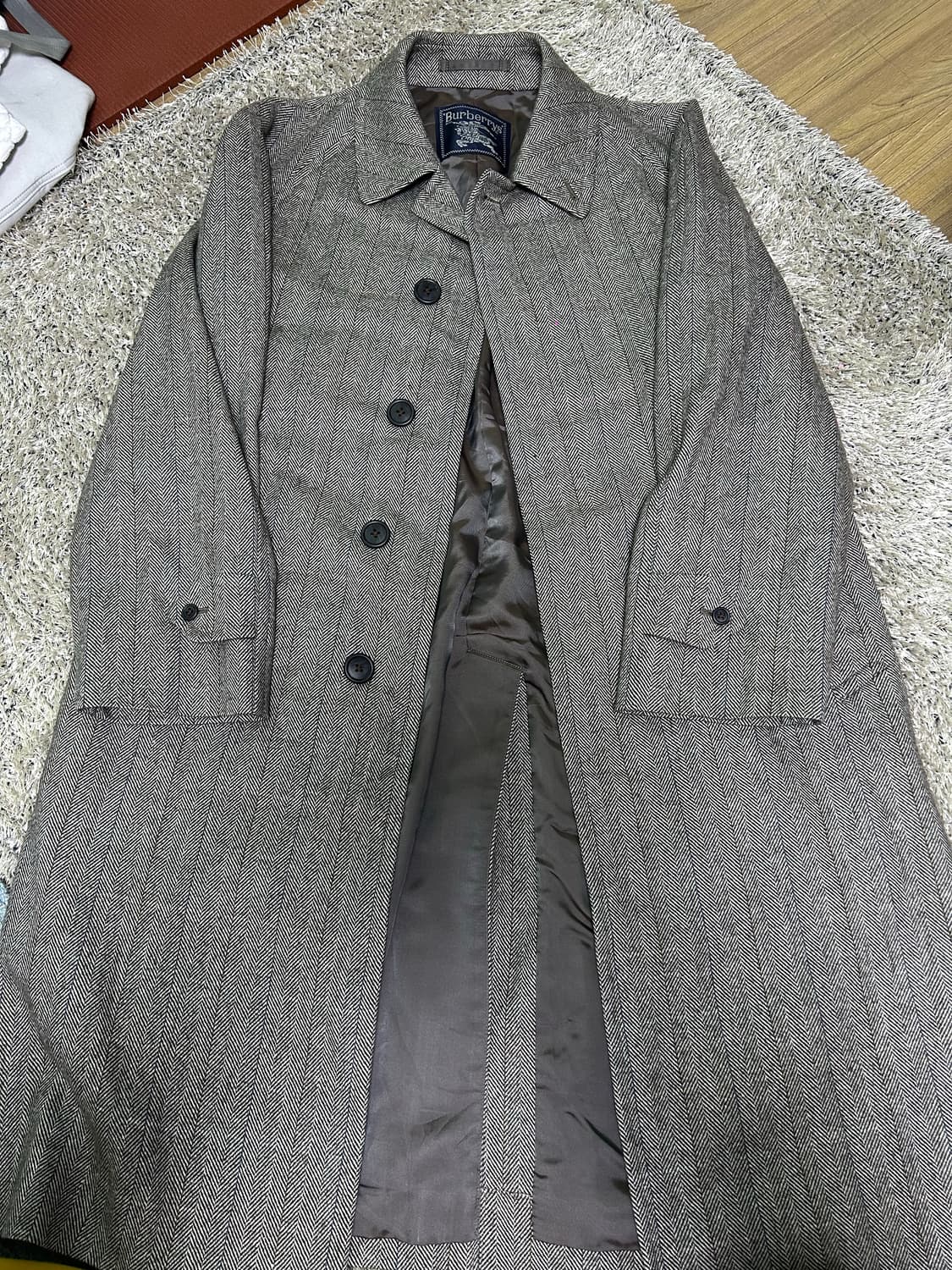 버버리 해링본 울 캐시미어코트 사이즈 105 상품이미지1