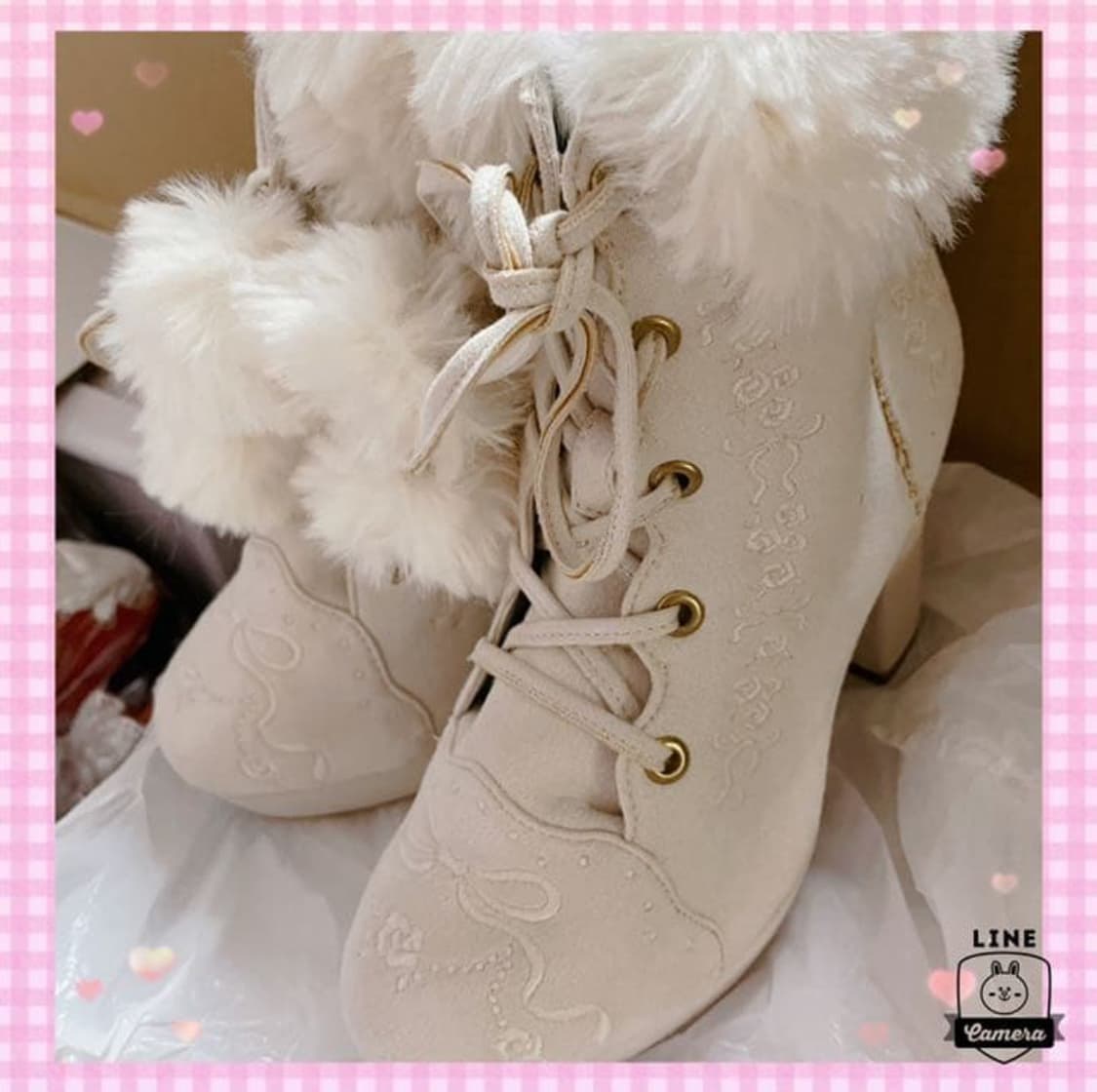 미사용) 리즈리사 리본 자수 퍼 폼폼이 부츠 상품이미지2