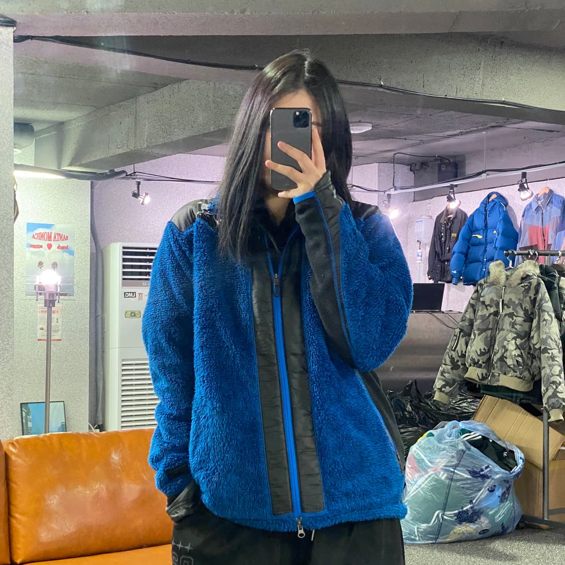 오클리 블루 배색 쉐르파 자켓 B3493 상품이미지1