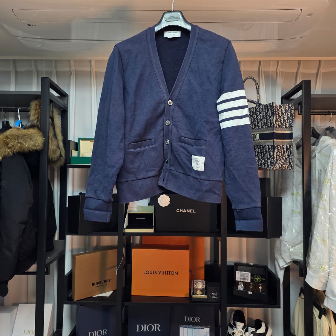 {클로젯}[2][오케이몰 정품]톰브라운 네이비 코튼 가디건 상품이미지1