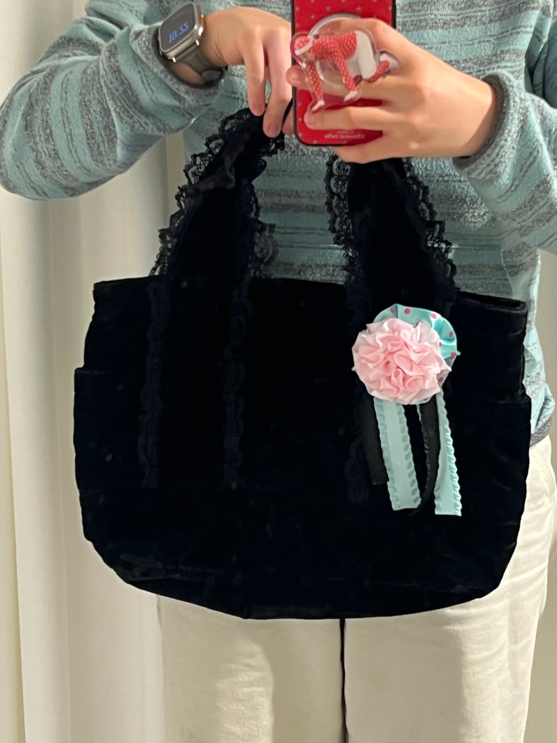 블랙 벨벳 토트백 🌹 상품이미지2