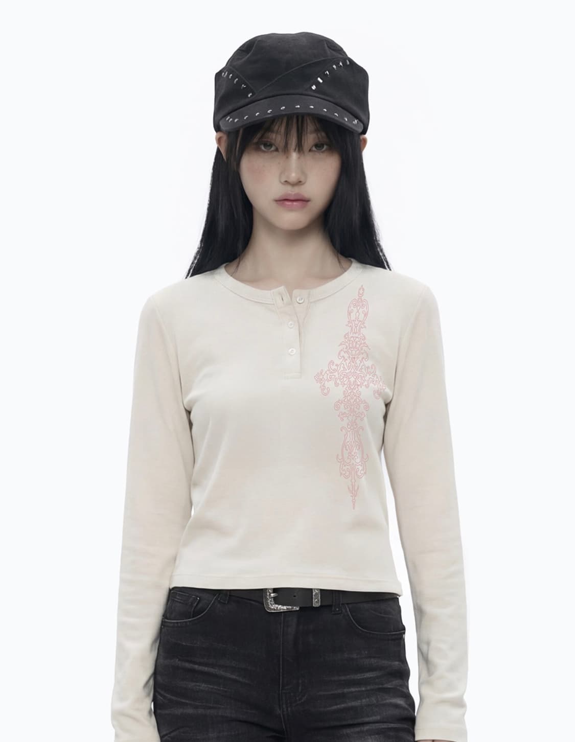 그레이버 헨리넥 롱슬리브 티셔츠 상품이미지1