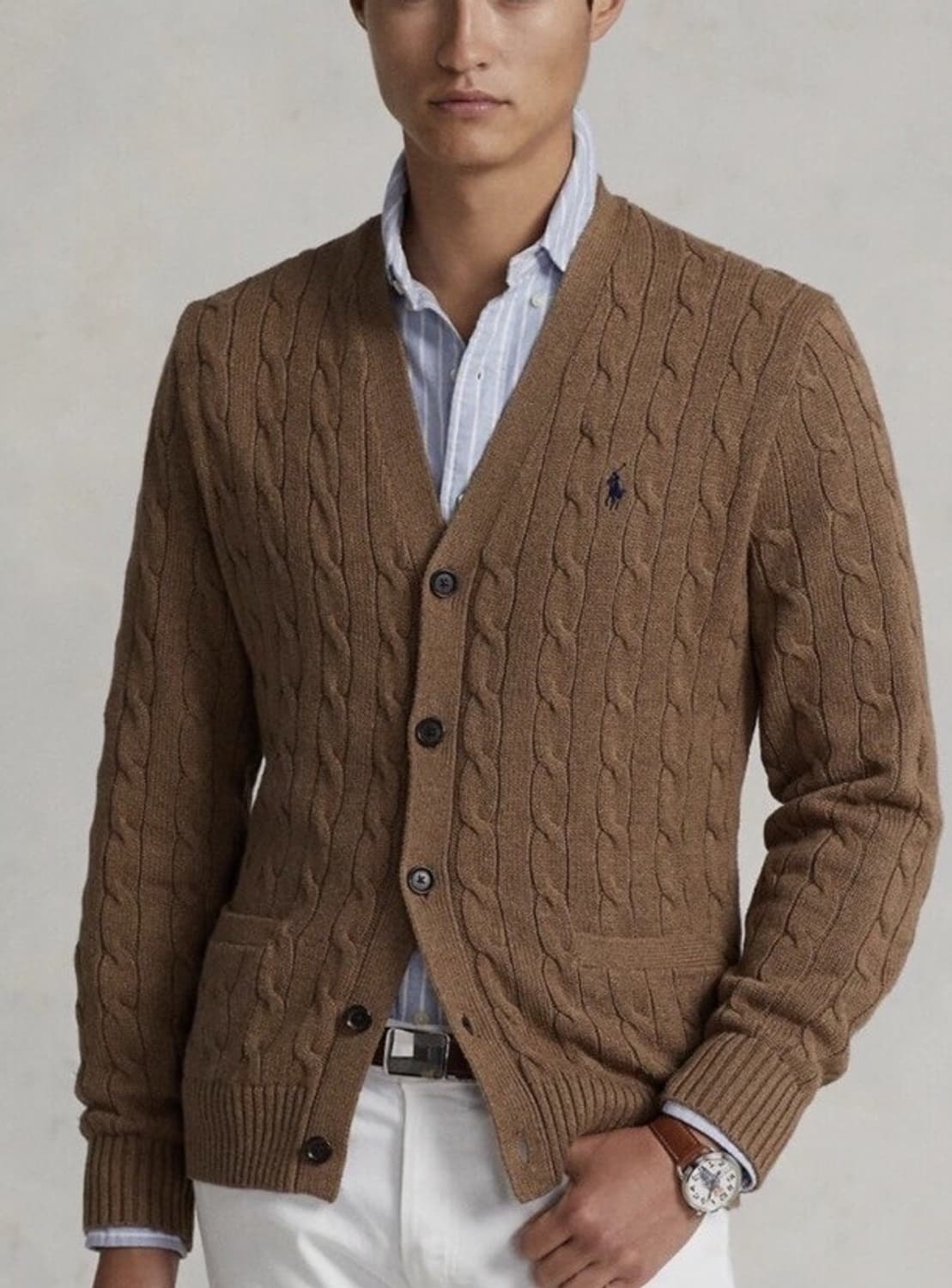 폴로 케이블 가디건 브라운 상품이미지3