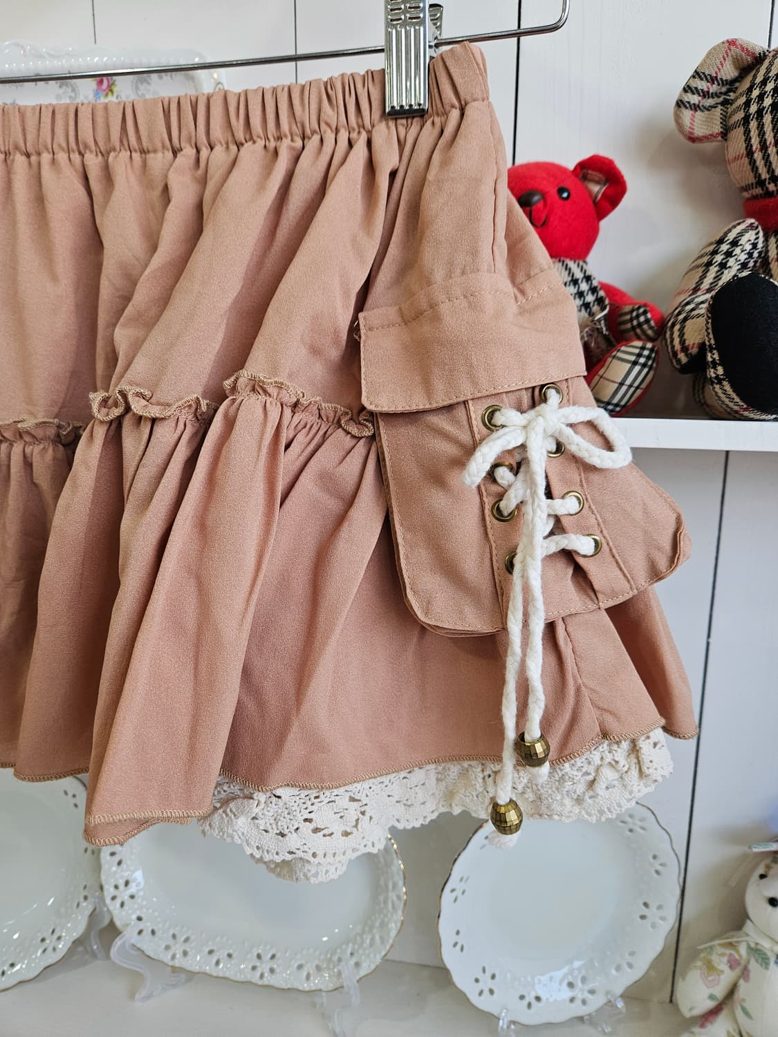 카라멜핑크 카고 큐롯 스커트팬츠 상품이미지3