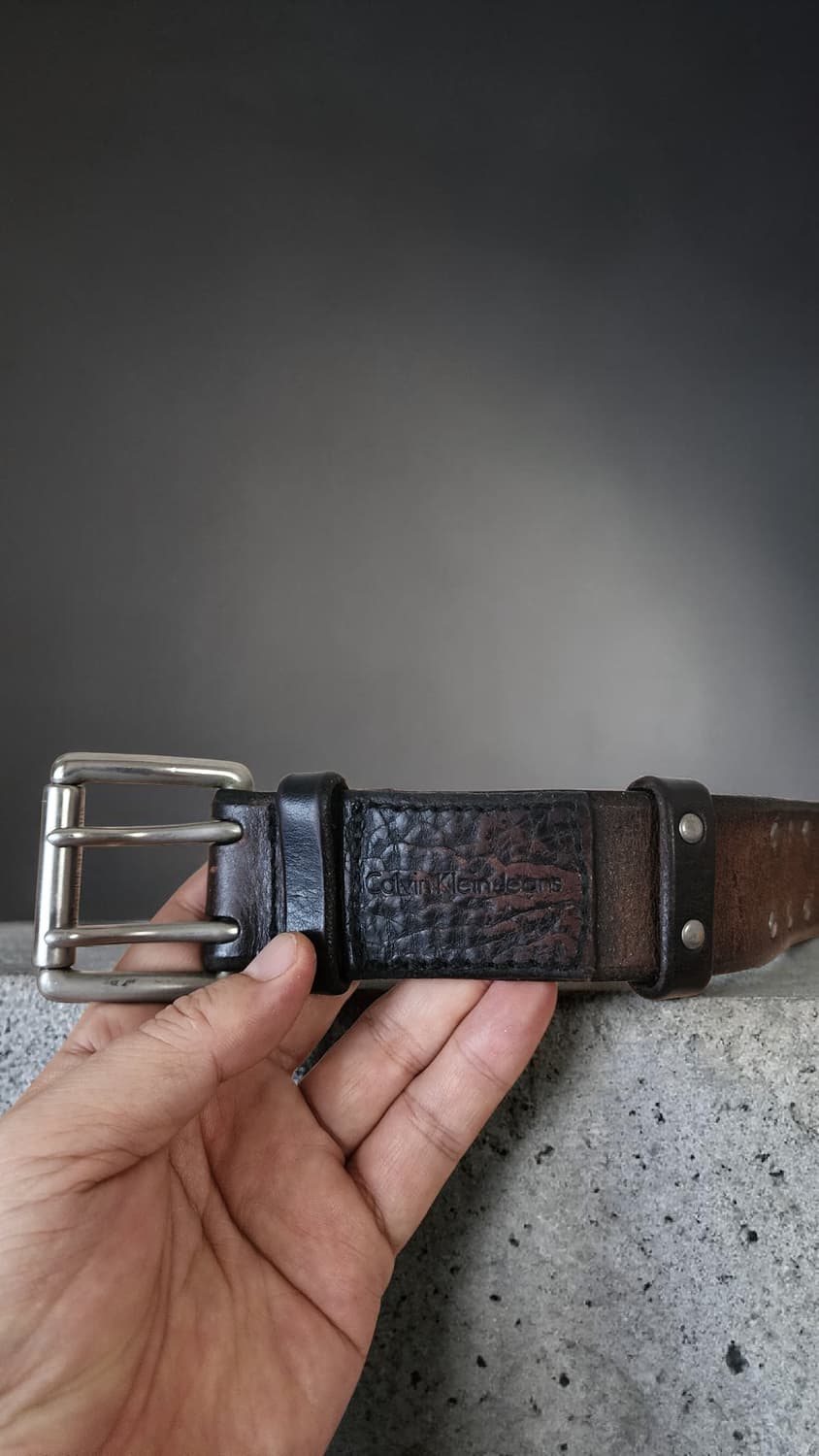 90s Calvin Klein Jeans 황동 버클 통가죽 벨트 상품이미지2