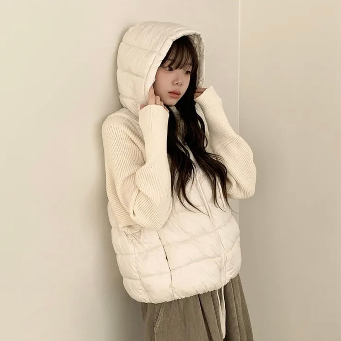 에이블리 니트 패딩 아이보리 새상품 상품이미지2