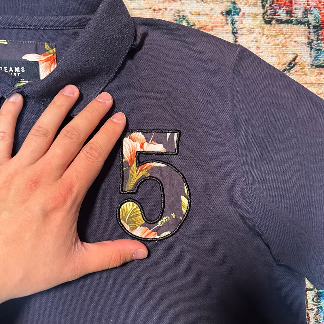 [M] 빔즈 하트 플라워 패턴 카라 반팔 상품이미지2