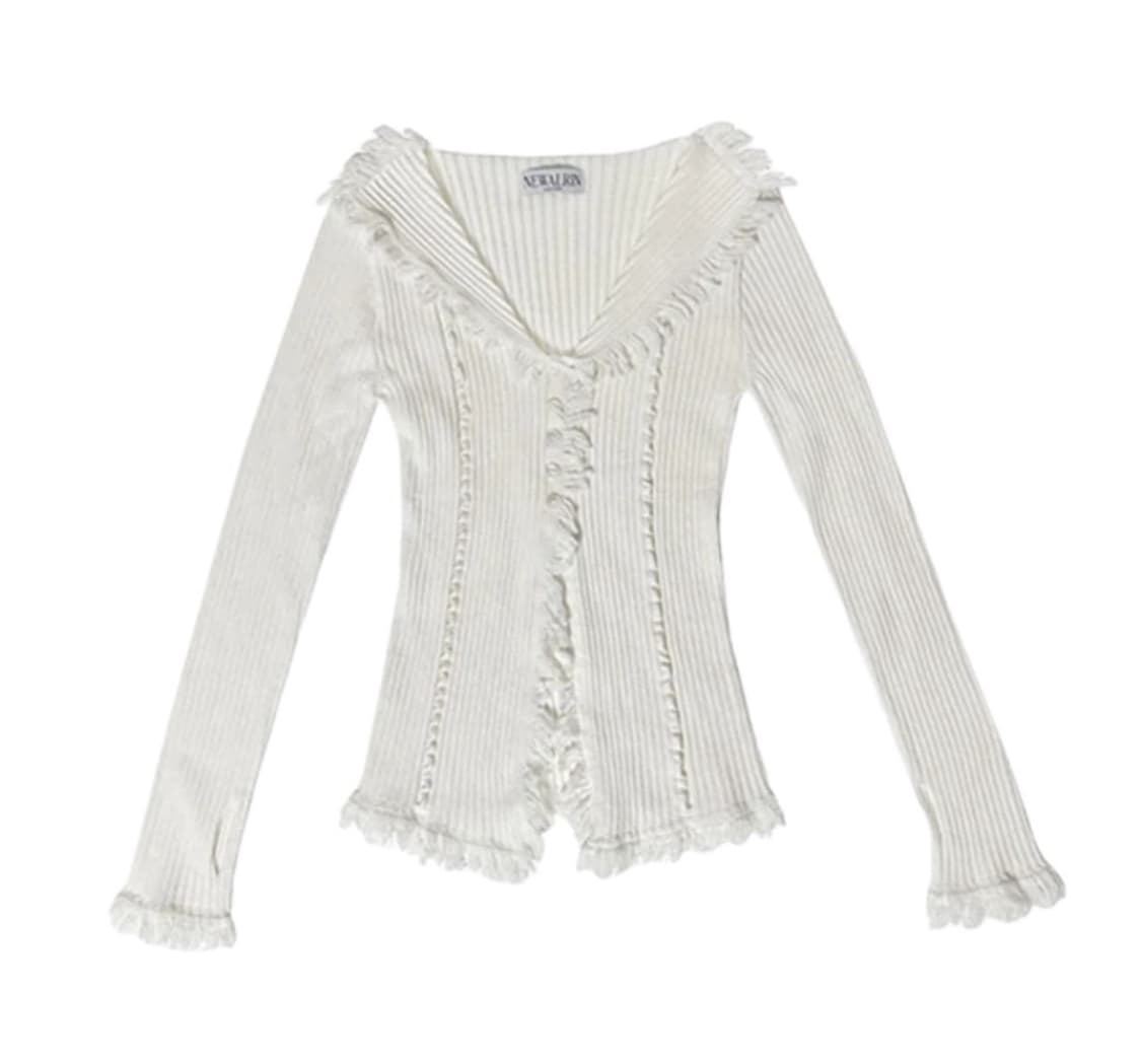 뉴얼린 보헤미안 태슬 니트 가디건 아이보리 상품이미지1