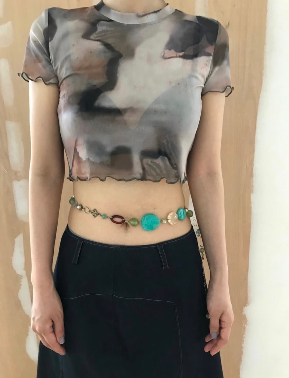 빈티지 아카이브 페어리 패턴 매쉬 탑 상품이미지2