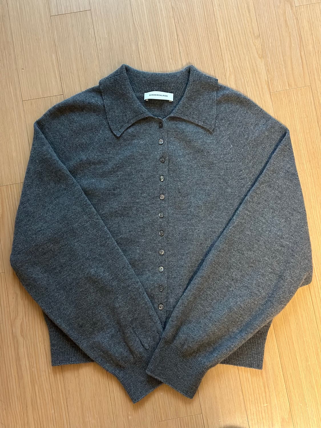 킨더살몬 캐시미어 가디건 멜란지 그레이 상품이미지7