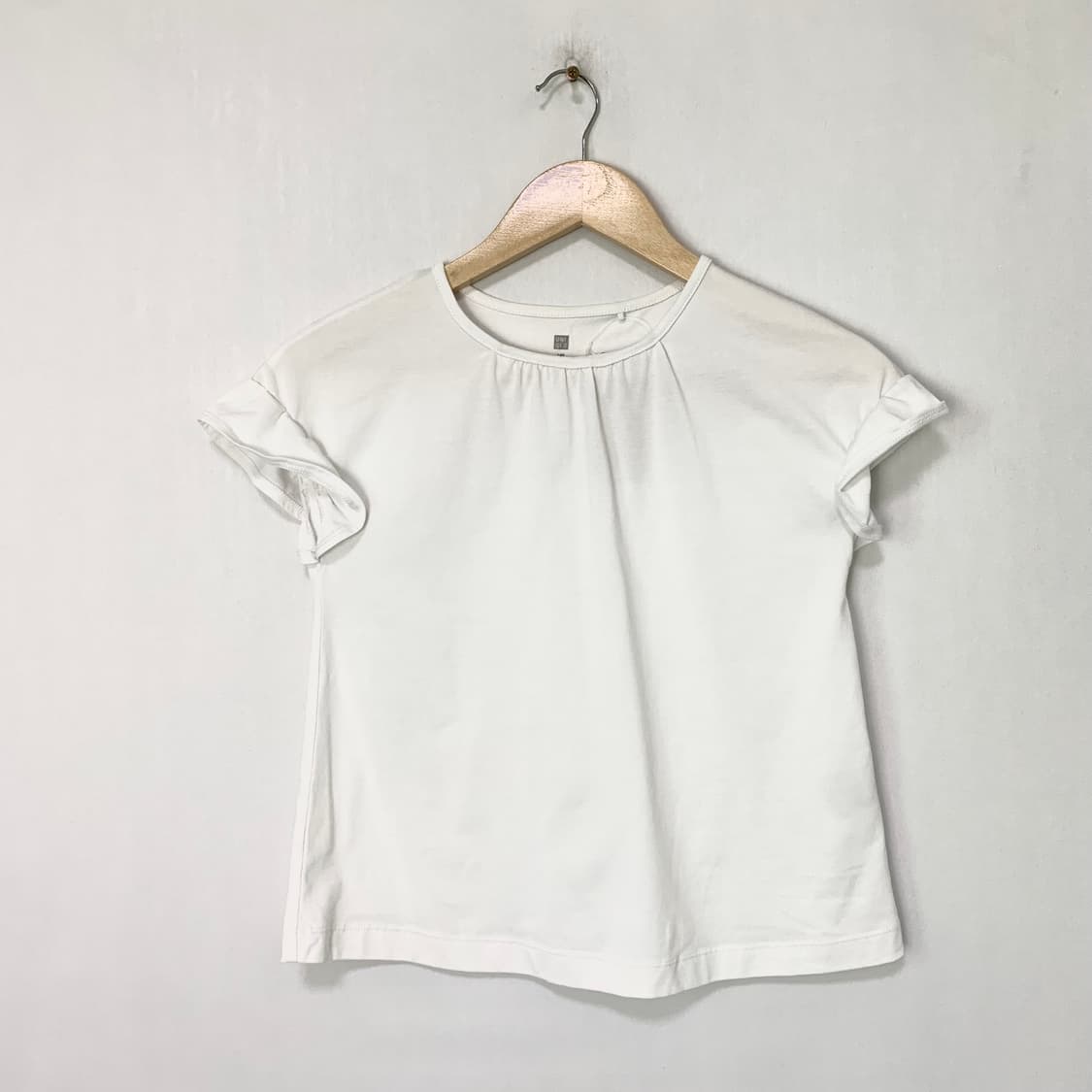 유니클로 재팬 키즈사이즈 러플프릴소매 슬림 크롭 반팔티셔츠 빈티지여성 상품이미지1