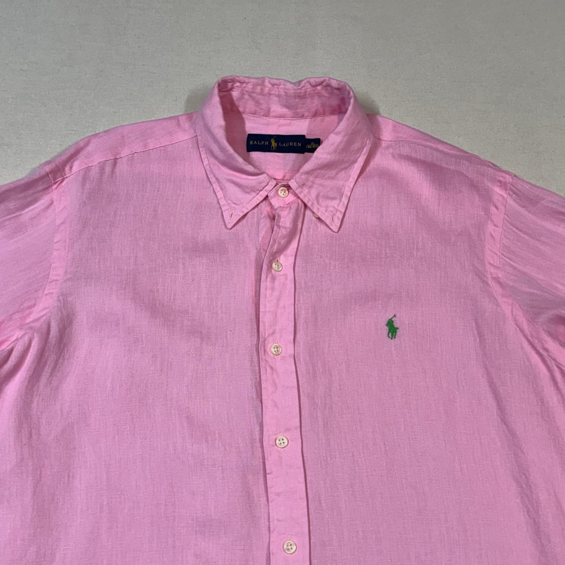 XL) 폴로 랄프로렌 클래식 솔리드 린넨 셔츠 핑크 상품이미지4