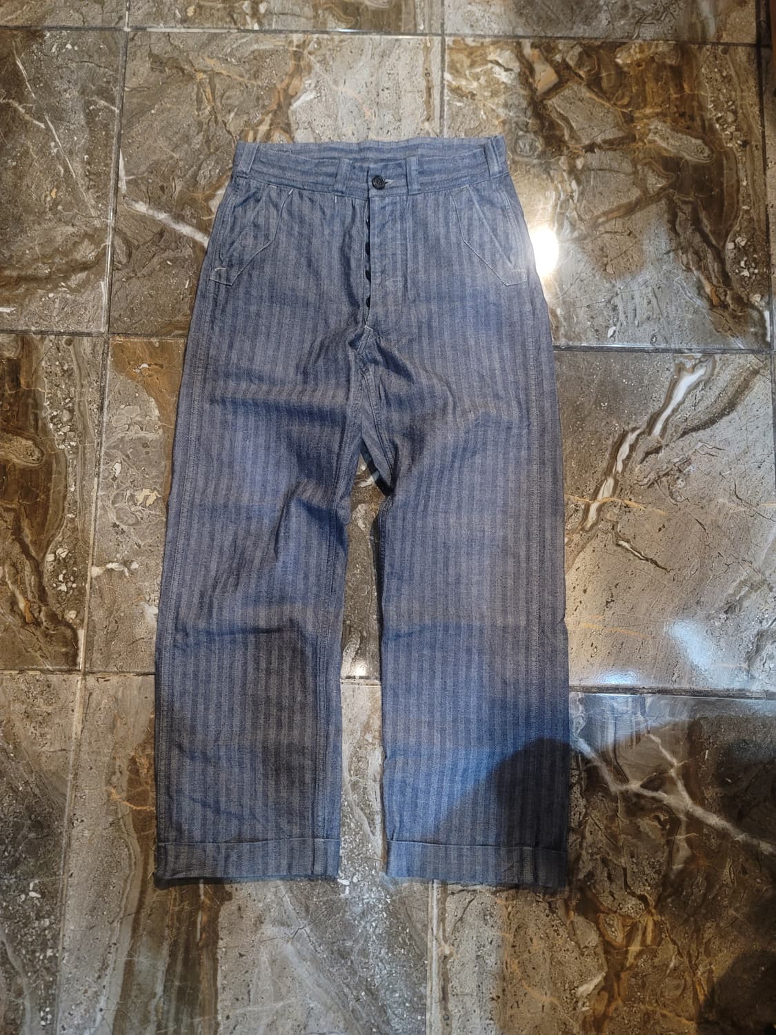 웨어하우스 덕디거 블루 헤링본 워크 팬츠 상품이미지1