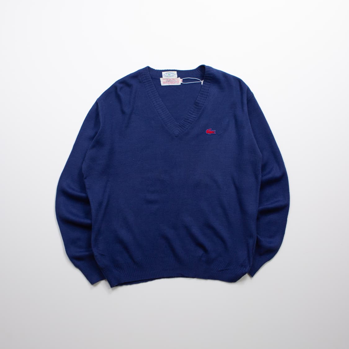 80s IZOD 라코스테 아크릴 브이넥 니트 네이비 상품이미지1