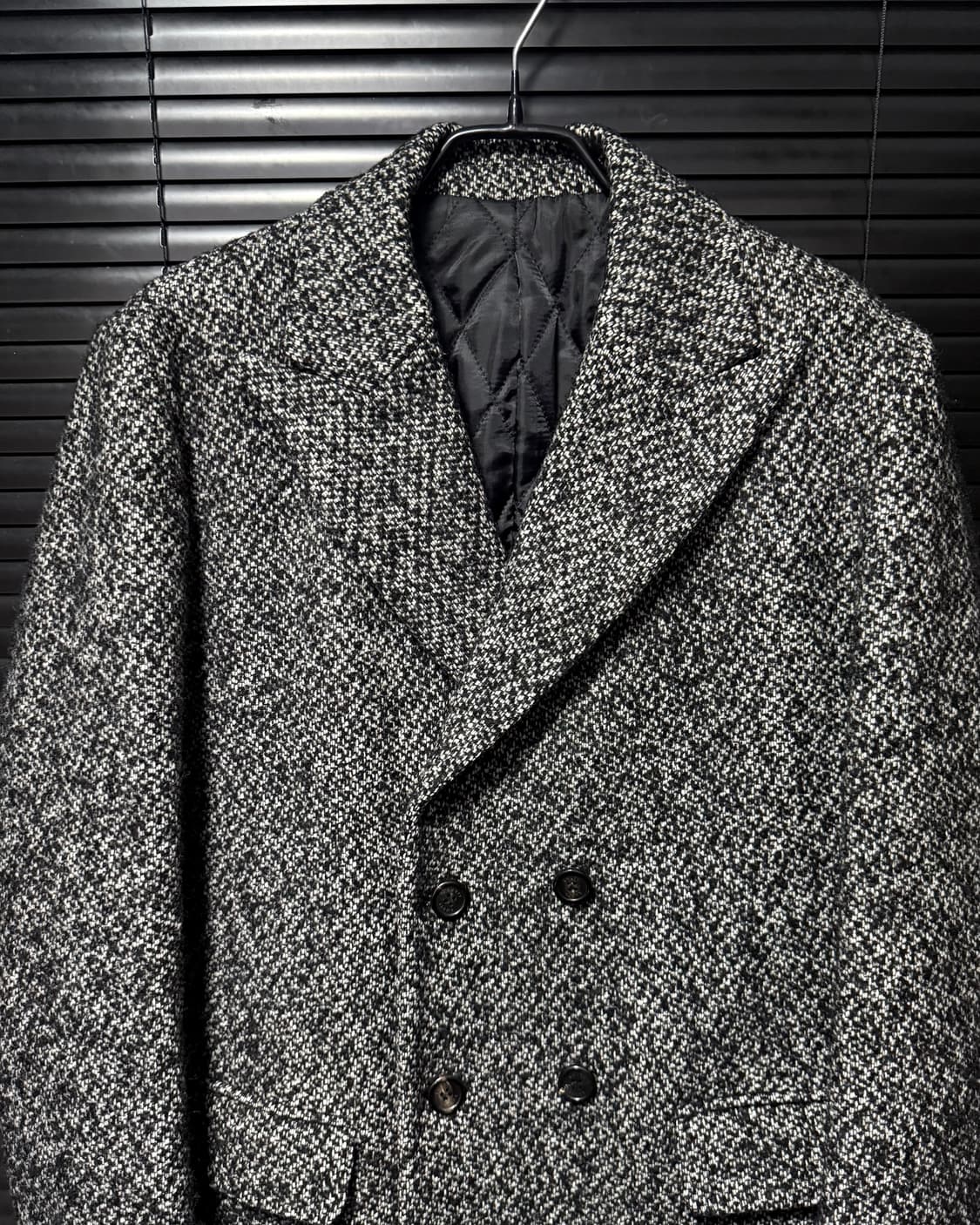 알뮤트 울 모 보카시 차콜 블랙 피크드 더블 롱 코트 고스 펑크 락시크 상품이미지3