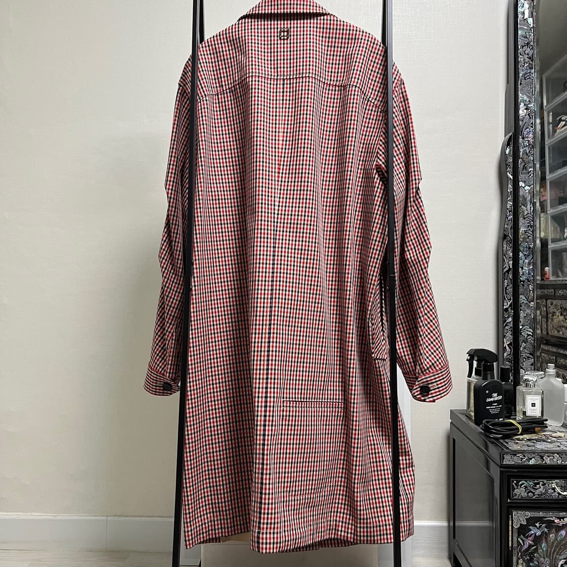 정품 48) 우영미 체크 하이넥 트렌치 코트 100~105 상품이미지2